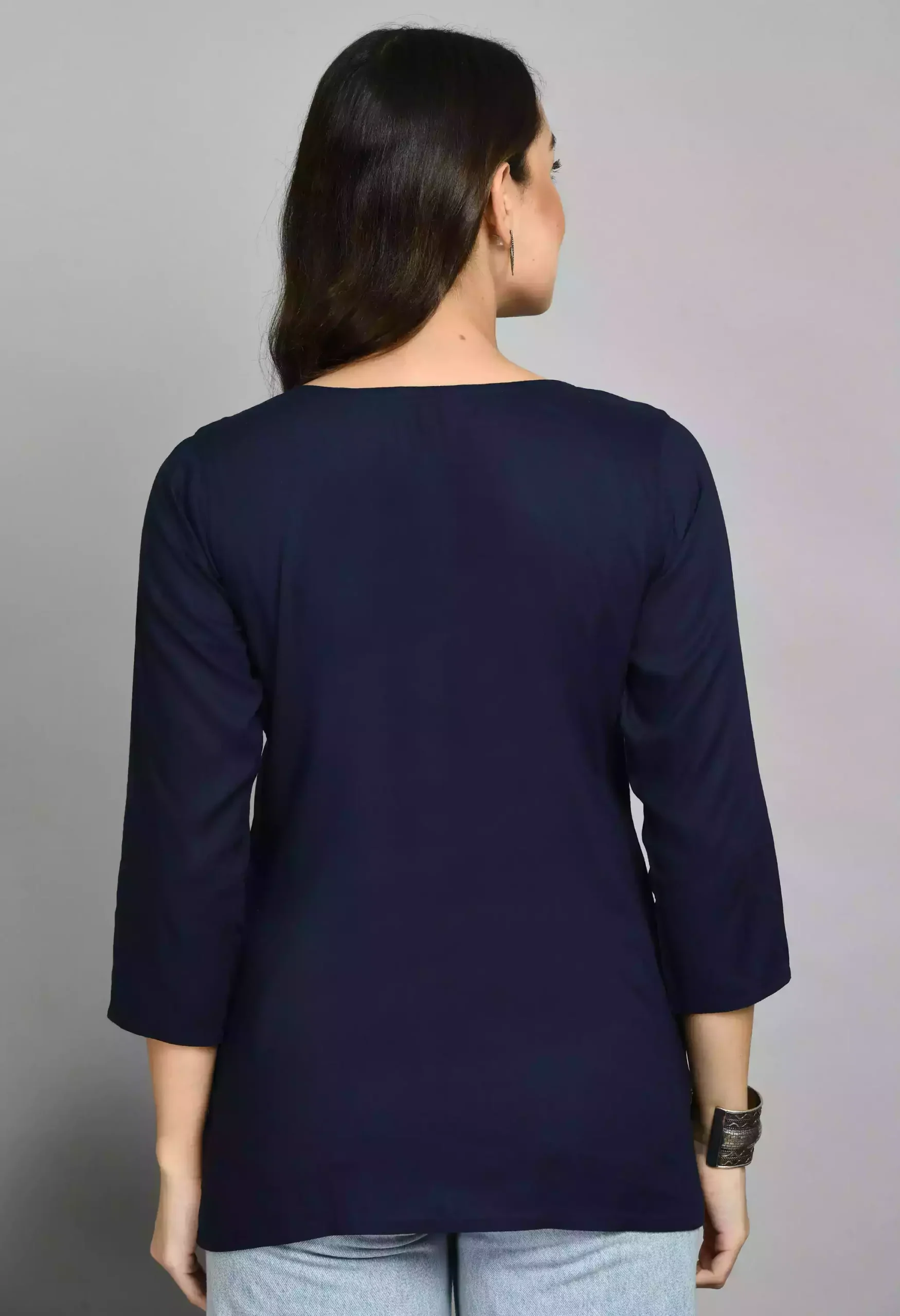 Blue Kashmiri Embroidered Short Kurti